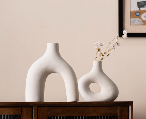 Ceramic Off White Nordic Vase - Set of 2