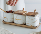 Marble Porcelain Kitchen Seasoning Set - White