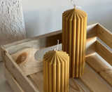 Ribbed Pillar Candles Yellow - Set of 2