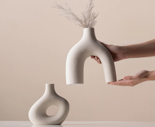 Ceramic Off White Nordic Vase - Set of 2