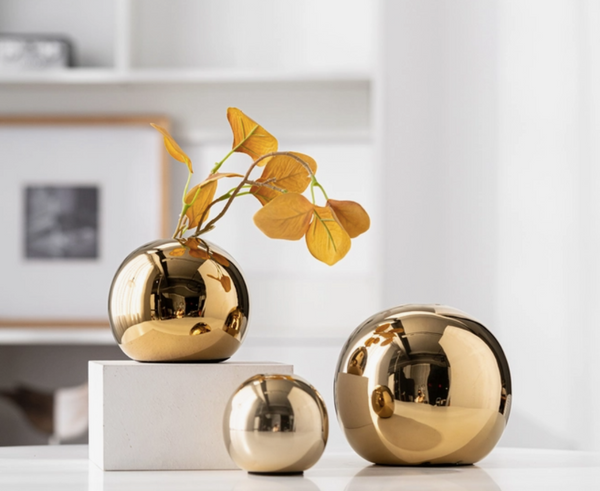 Gold Globe Vase - Set of 3