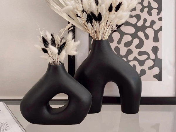 Black Modern Vase Set of 2